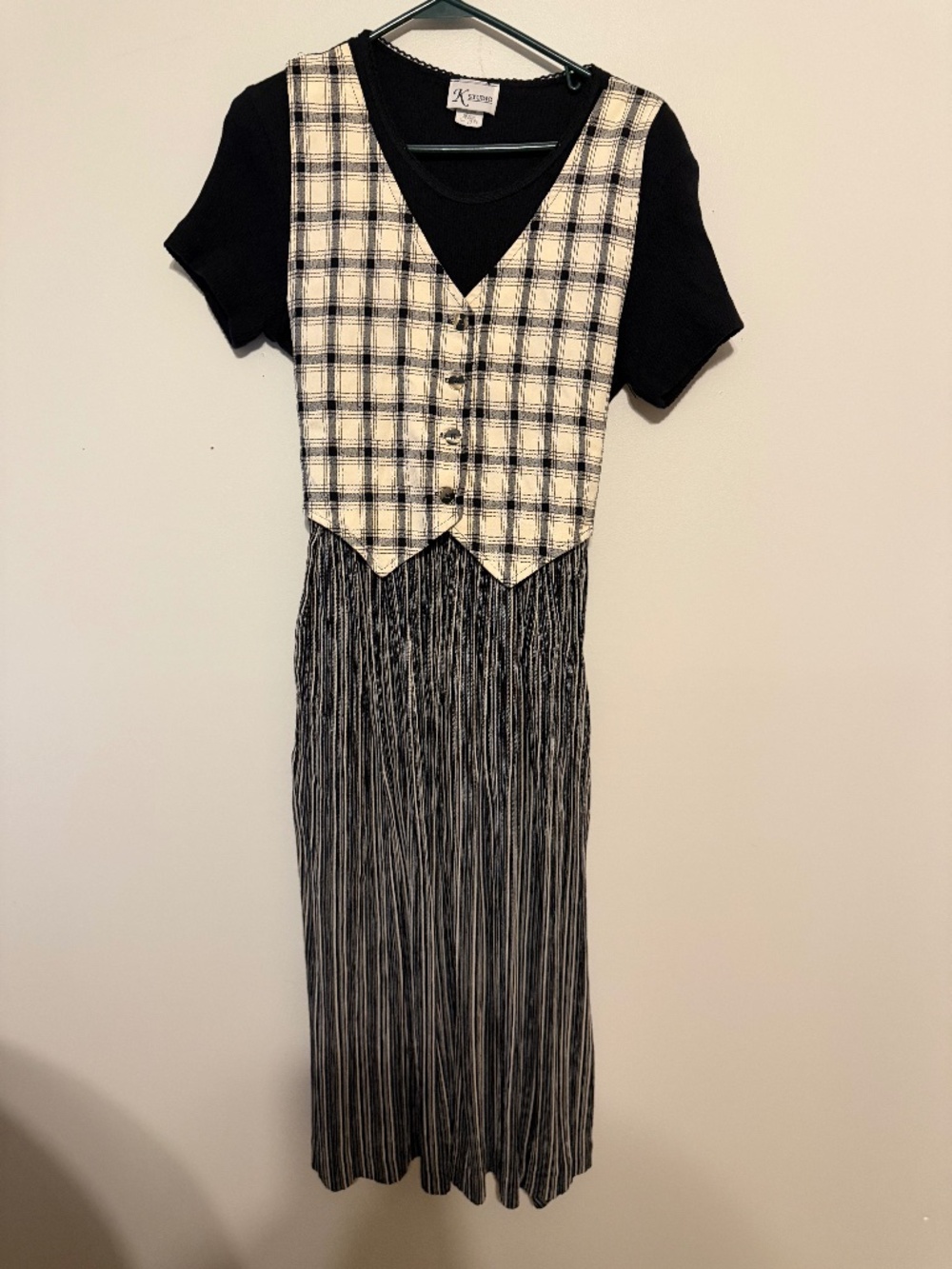 Vintage K Studio Plaid layered Midi Dress size 12